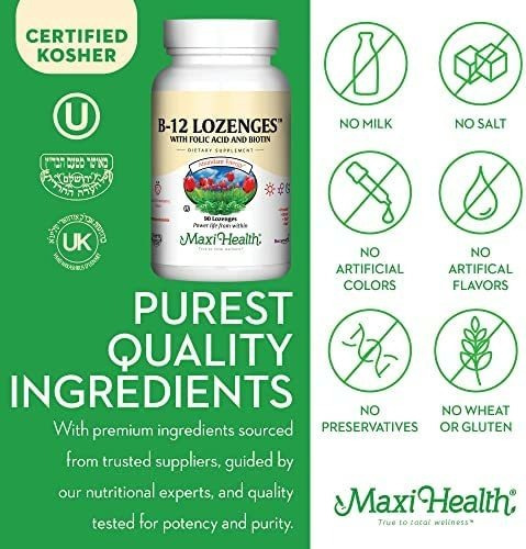 Vitamina B-12 Marca Maxi Health, 800 Mcg, 90 Comprimidos - Imagem 6
