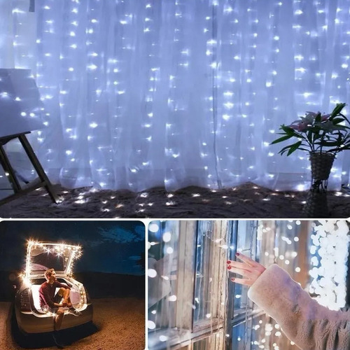 Cortina Led 3x3 Com Controle Remoto, Decoração De Jardim De - Imagem 6