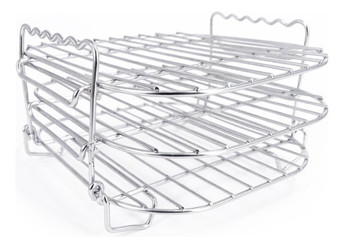 Rack De Três Camadas Airfryers De Aço Inoxidável, Quadrado V
