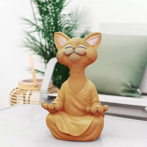 Estátua De Gato Meditando Para Ioga, Estatueta De Gato Zen, - Imagem 9