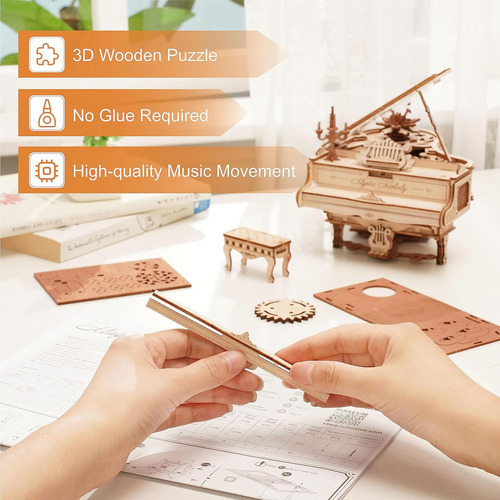 Kits Modelos Piano Mágico Madeira Com Quebra-cabeça - Imagem 2