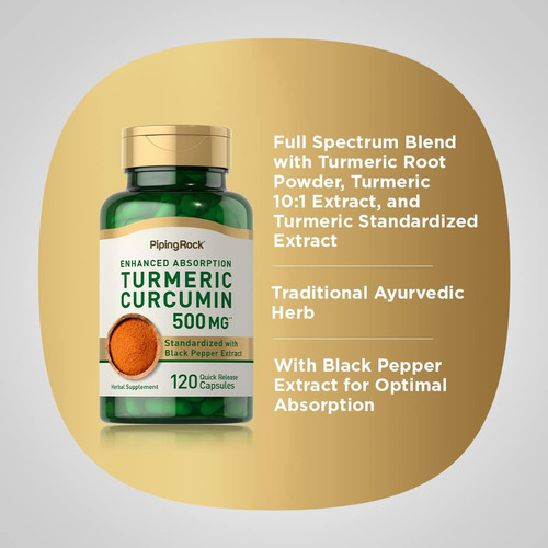 Suplemento De Curcumina E Cúrcuma Piping Rock | 500mg | 120 - Imagem 4