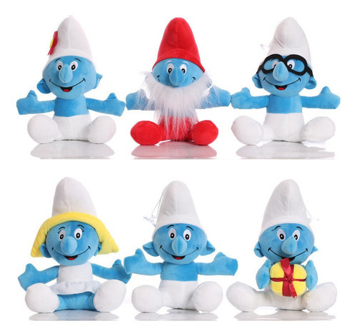6 Unidades / Conjunto Smurf Boneca De Pelúcia Brinquedo