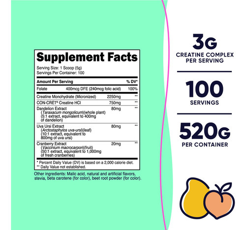 Creatina Monohidratada Em Pó Nutricost Peach Mango 300g - Imagem 2