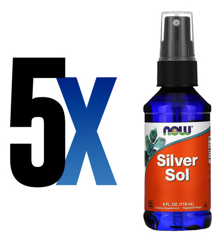 Silver Sol Líquido 50mcg Now Foods 118ml Importado 5un - Imagem 2