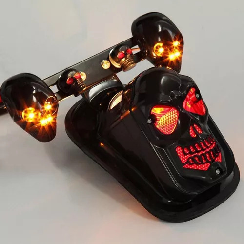Luz De Pisca-pisca De Freio Traseiro Com Caveira De Motocicl - Imagem 6