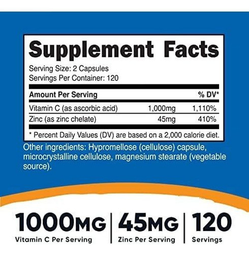 Vitamina C Nutricost 1000mg 240 Cápsulas - Imagem 2