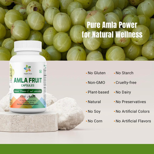 Cápsulas Orgânicas De Aura Amla 1500mg -150 Cápsulas Vegetai - Imagem 6