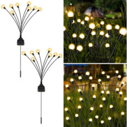 Luzes De Vaga-lume Movidas A Energia 2pcs 8led Prova D&quotágua