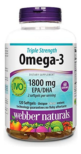Óleo De Peixe Ômega-3 De Força Tripla Natural, 1.800 Mg De