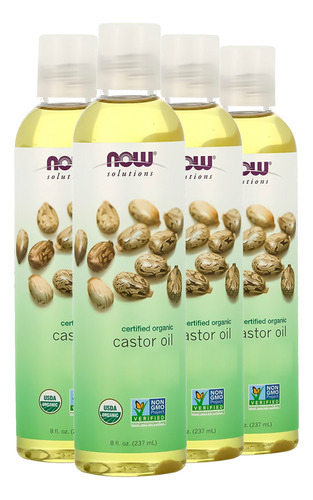Óleo De Rícino Orgânico Now Foods 237 Ml Importado 4un