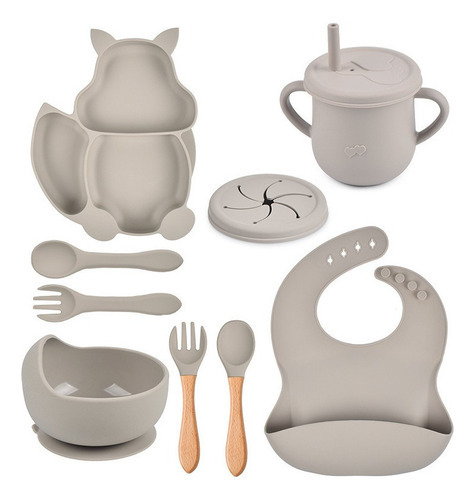 Conjunto De Talheres De Silicone Baby Squirrel De 9 Peças - Imagem 20