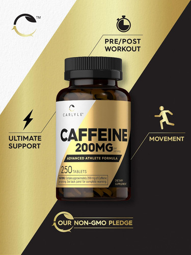 Pílulas De Cafeína Carlyle 200mg | 250 Comprimidos | Fórmula - Imagem 5