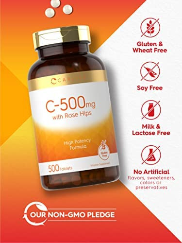Carlyle Vitamina C Com Rosa Mosqueta 500mg | 500 Comprimidos - Imagem 4