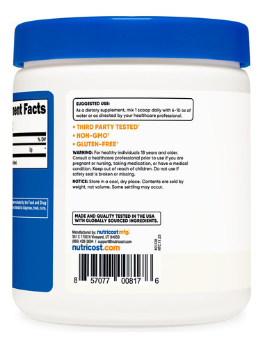 Suplemento Nutricost Pure L-citrulina Em Pó 250g - Imagem 5