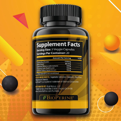Suplemento De Curcumina De Cúrcuma Golden Saffron Com Bioper - Imagem 6