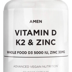 Suplemento De Vitamina D3 De Amém 5000 Ui, K2 E Zinco 60 Cáp