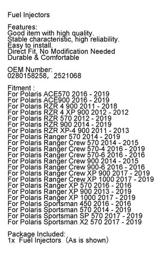 Bico Injetor Para Polaris Ranger Crew 570 900 Xp - Imagem 9