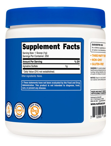 Suplemento Nutricost Pure Agmatine Sulfato Em Pó 250g - Imagem 5