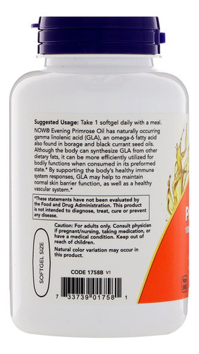 Now Foods Supplements, Óleo De Prímula 1000 Mg, Prensado A F - Imagem 3