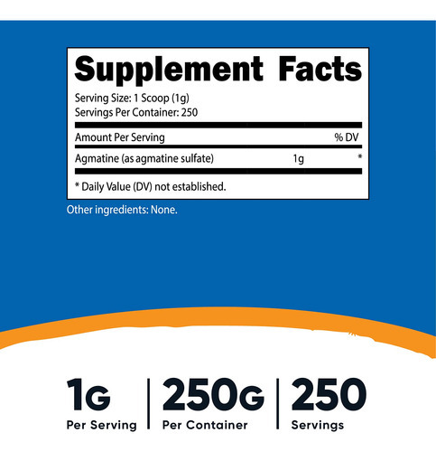 Suplemento Nutricost Pure Agmatine Sulfato Em Pó 250g - Imagem 3