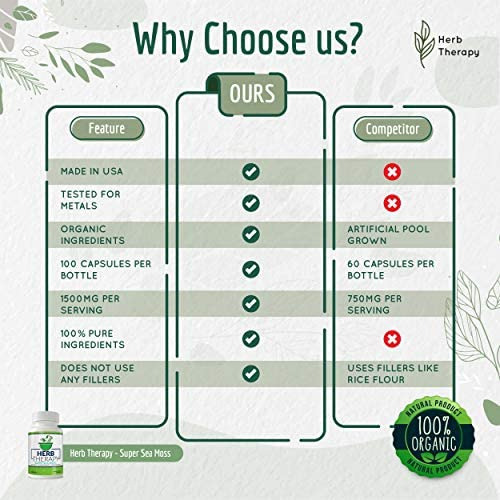 Herb Therapy Super Sea Moss Cápsulas Orgânicas De Musgo Do - Imagem 2
