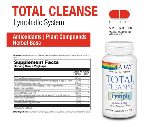 Solaray Total Cleanse Linfonoda Vcapsules 60 Contagem - Imagem 2