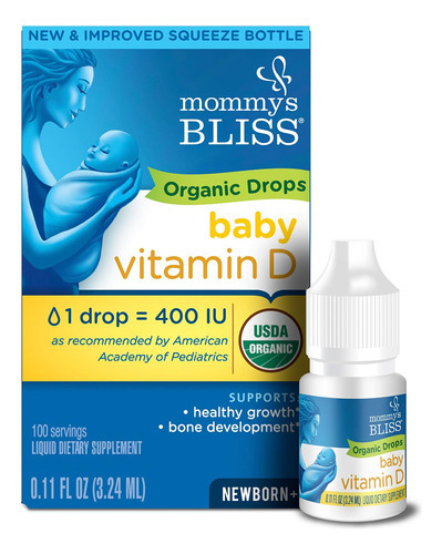 Gotas Orgânicas De Vitamina D Para Bebês Mommys Bliss | Pr