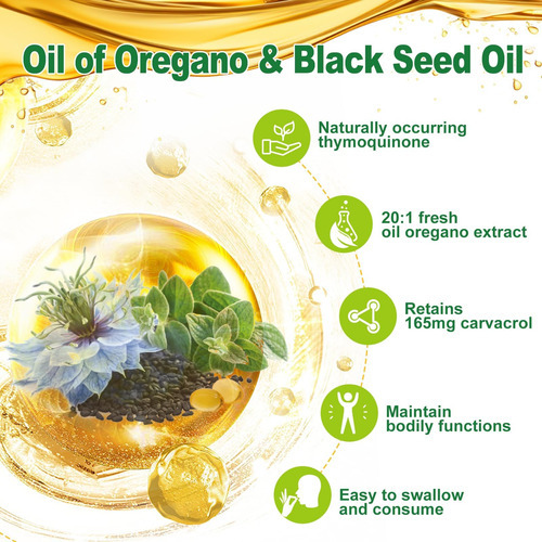 Natures Live Oil Of Oregano 6000mg Com Black Seed Oil 200mg, - Imagem 3