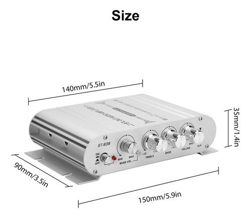- Amplificador Estéreo De Áudio Automotivo 12v 400w - Imagem 9