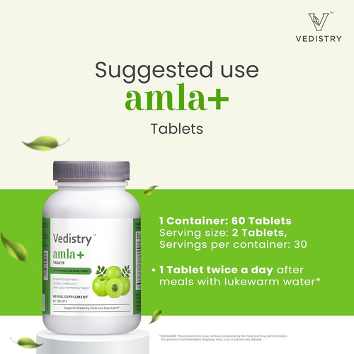 Vedistry Amla + Tablets 1100 Mg Com Extrato De Amla E Piment - Imagem 6