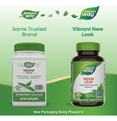 Folha De Neem Herbal Da Natures Way, Suporte Intestinal Trad - Imagem 2