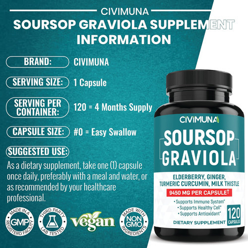 Cápsulas De Extrato De Graviola De Graviola | 9450mg | 120 C - Imagem 6