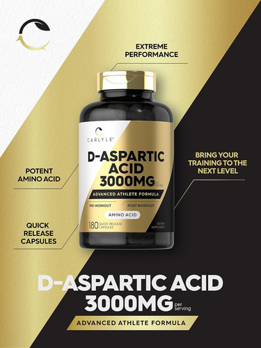 Cápsulas De Ácido Aspártico Carlyle D (daa) | 3000mg | Conta - Imagem 2