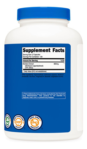 Suplemento Nutricost Extrato De Bambu 400mg 240 Cápsulas - Imagem 6
