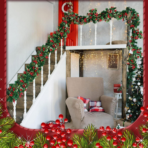 Decoração De Natal De Vime Artificial Berry De 12 Pés - Imagem 4