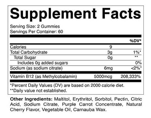 Vitamina B-12 Marca Vitamatic, 5000 Mcg, 120 Comprimidos - Imagem 2