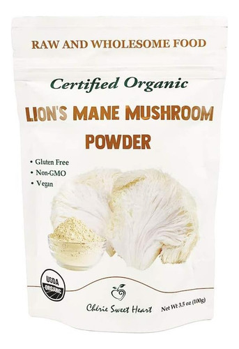 Pó De Cogumelo Orgânico Cherie Sweet Heart, Lions Mane, 50 P