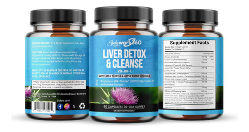 Bodywork360 Liver Detox & Cleanse - Suplemento 28 Em 1 Para - Imagem 2