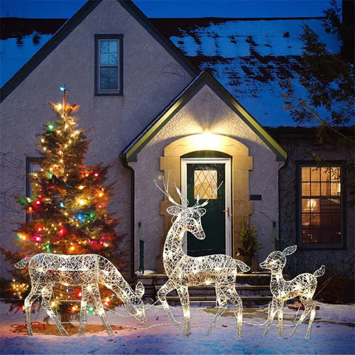 Kit 3 Enfeites De Natal De Renas Led Garden Blinker - Imagem 6