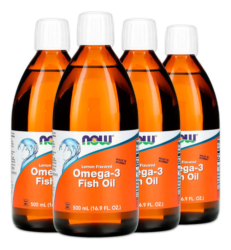 Ômega-3 Fish Oil Now Foods 500ml Sabor Limão Importado 4un