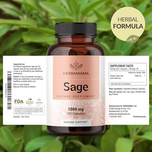 Cápsulas De Sálvia Herbamama - 1000 Mg Cápsulas De Suporte D - Imagem 7