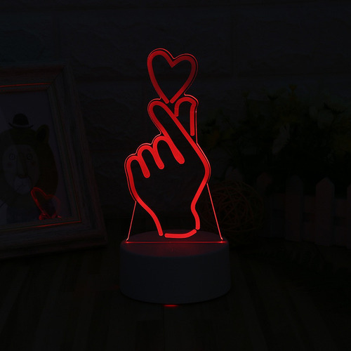 Usb Novidade 7 Cores Mudando Dedo Coração Led Night Light 3 - Imagem 10