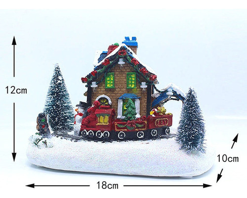 Casa De Natal Aldeia Artesanato Acendem Led Neve Miniatura - Imagem 2