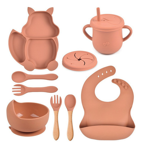Conjunto De Talheres De Silicone Baby Squirrel De 9 Peças - Imagem 27