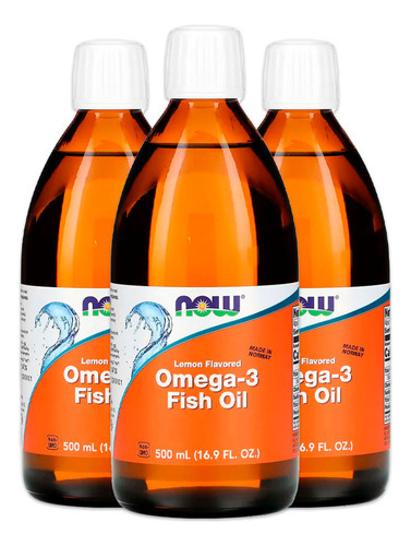 Ômega-3 Fish Oil Now Foods 500ml Sabor Limão Importado 3un