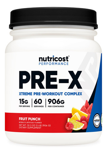 Pó Pré-treino Nutricost Pre-x Xtreme Fruit Punch 60 Ser
