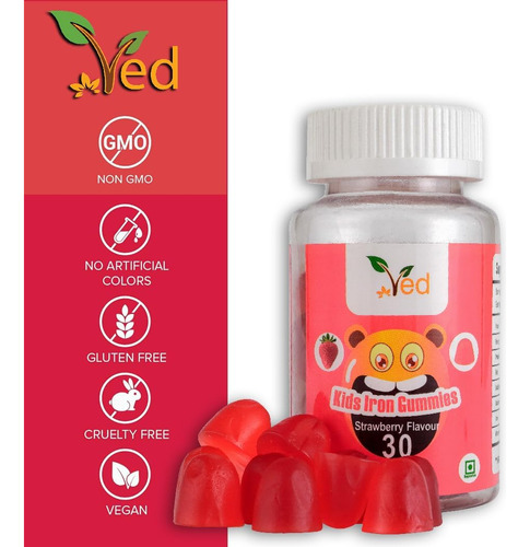 Gomas De Ferro Ved Kids Para Suplemento De Ferro, Energia E - Imagem 5