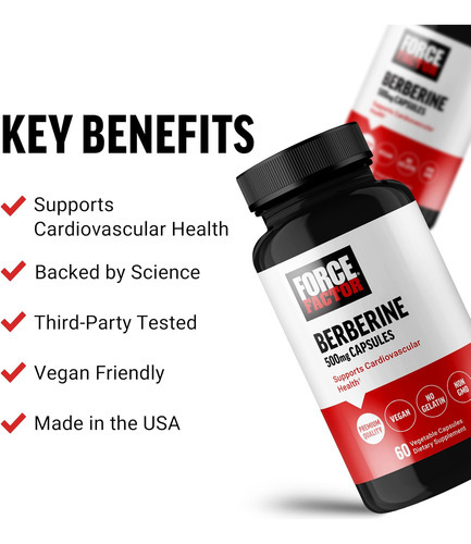 Suplemento De 500 Mg De Berberina Force Factor, Suplemento