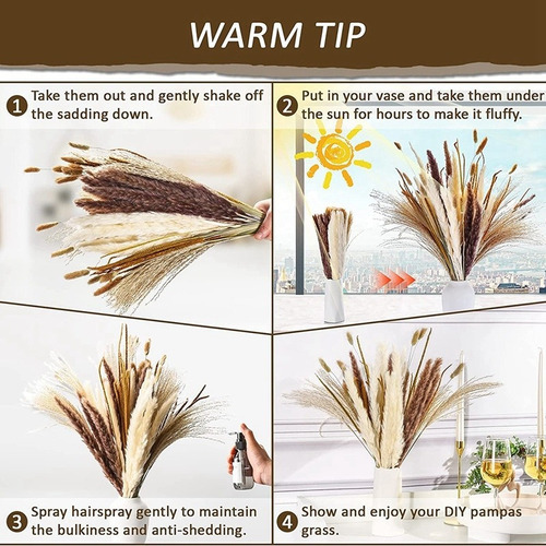 Decoração De Buquê De Capim Seco Dos Pampas Boho Home 120 Un - Imagem 4
